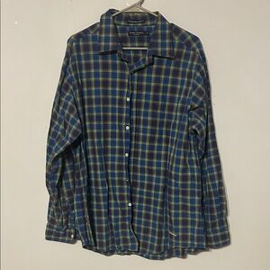 Banana Republic Blue and Yellow Checkered Shirt
